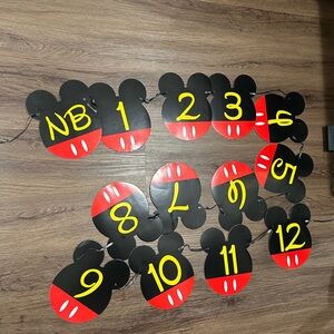 Mickey Mouse Themed Baby One Year Birthday Months Milestones Banner